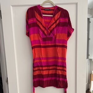 Antik Batik Women's kaftan - Red, Pink, and Orange Stripes